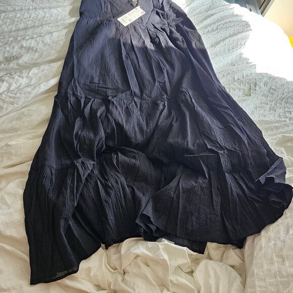 NWT Uniqlo Crinkle Cotton Camisole Dress - 2024 - Black - Sz S - Picture 7 of 11